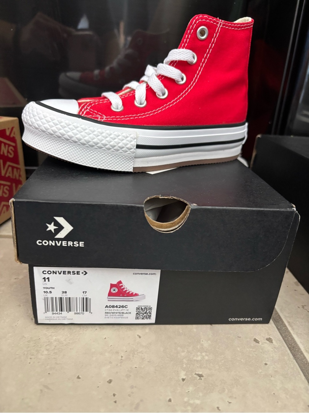 Converse Red High-Top Platform Sneaker with White Accents